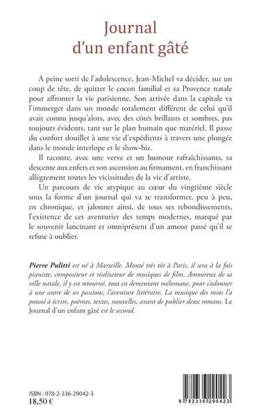 Journal d'un enfant gâté, Roman (9782336290423-back-cover)