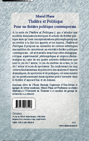 Théâtre et politique, Pour un théâtre politique contemporain (9782336298498-back-cover)