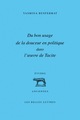 Du Bon usage de la douceur en politique dans l'œuvre de Tacite (9782251328843-front-cover)