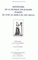 Répertoire de la musique pour harpe publiée du XVIIe au début du XIXe siècle (9782878410525-front-cover)