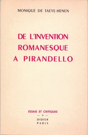 De l' Invention romanesque à Pirandello (9782864604686-front-cover)