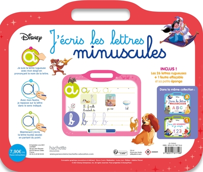 Disney - Les Grands Classiques- Ardoise J'écris les lettres minuscules  (4-6 ans) (9782017877196-back-cover)