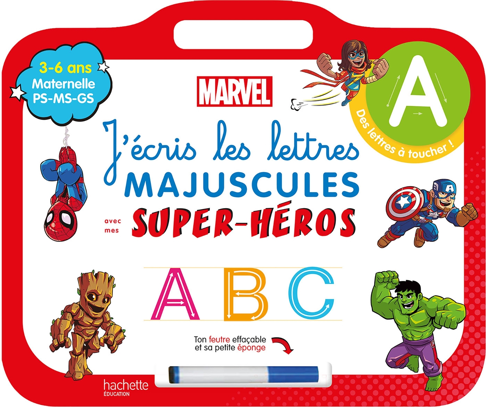 Disney - Mes super-héros Marvel - Ardoise J'écris les lettres majuscules  (3-6 ans) (9782017873877-front-cover)
