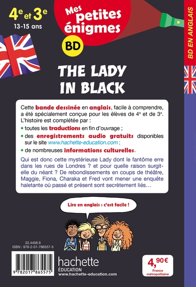 The Lady in black - Mes petites énigmes 4e/3e - Cahier de vacances 2022 (9782017865575-back-cover)