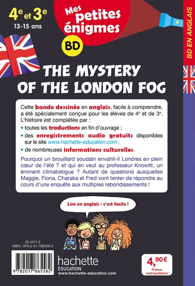 The Mystery of the London Fog - Mes petites énigmes 4e/3e - Cahier de vacances 2022 (9782017865582-back-cover)
