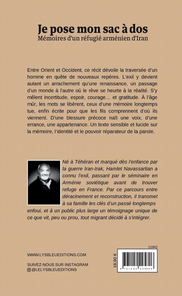 Je pose mon sac à dos, Mémoires d'un réfugié arménien d'Iran (9791042295806-back-cover)
