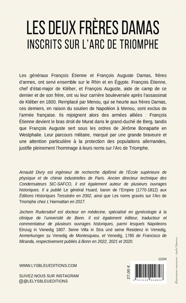 Les deux frères Damas inscrits sur l'Arc de Triomphe (9791042299828-back-cover)