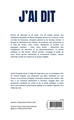 J'ai dit (9791042299422-back-cover)
