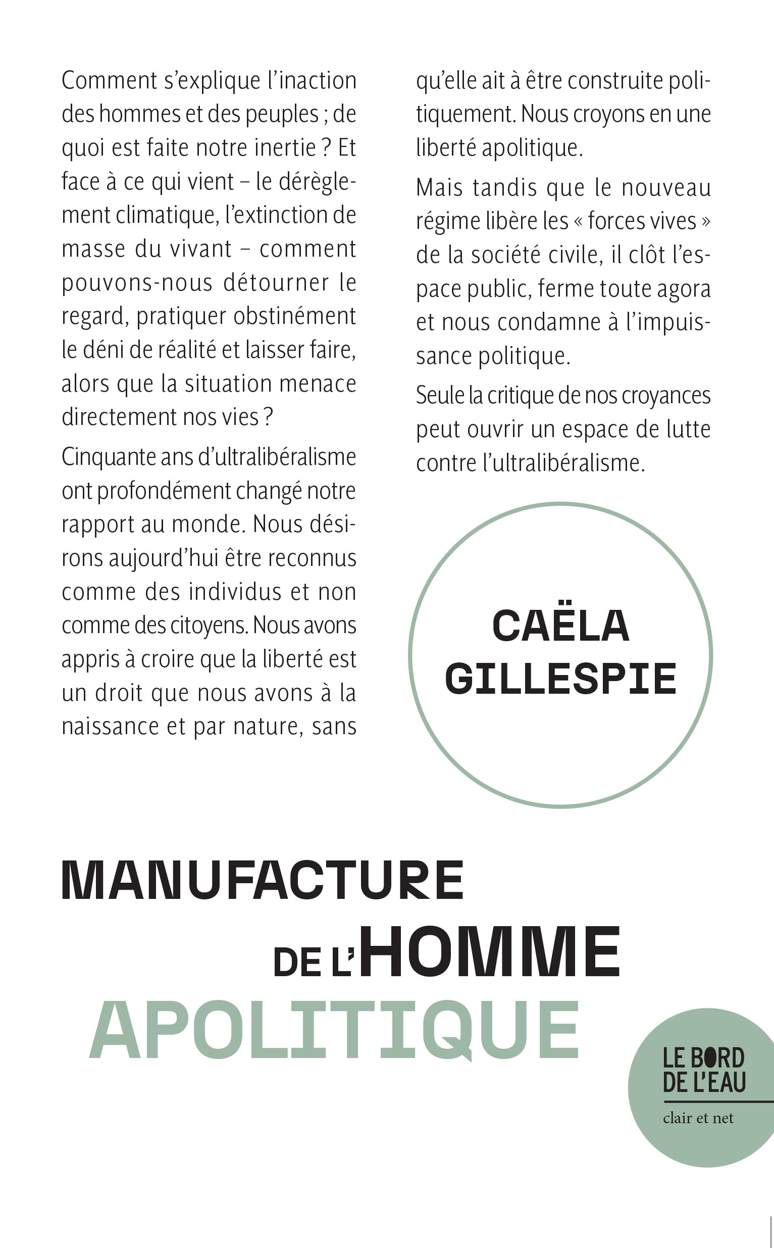 Manufacture de l'homme apolitique (9782385190262-front-cover)