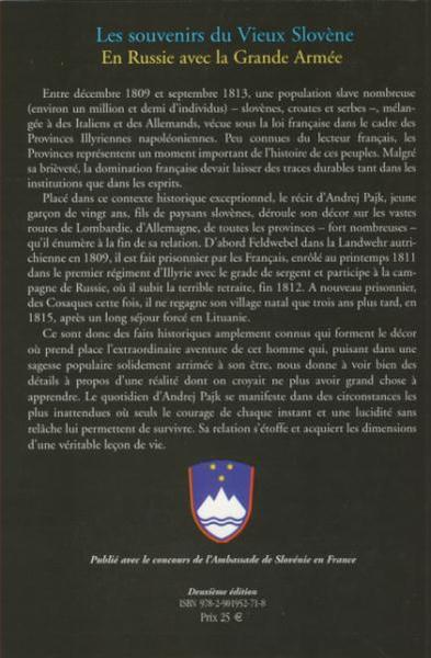 Les souvenirs du vieux Slovène, En Russie avec la Grande Armée - Institut Napoléon N° 5 (9782901952718-back-cover)