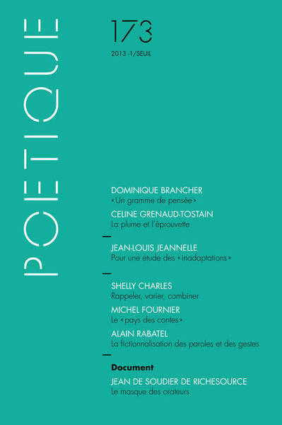 Poétique, n°173, tome 73 (9782021098273-front-cover)