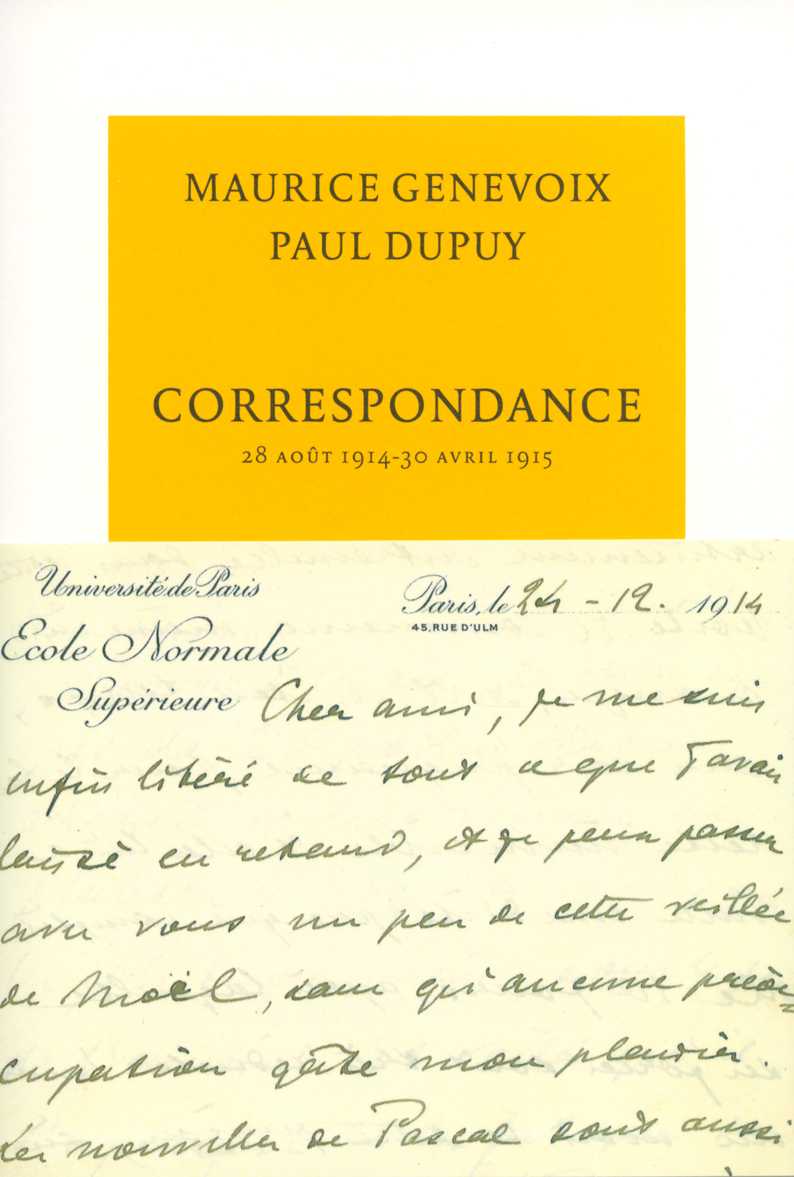 Correspondance, 28 août 1914 - 30 avril 1915 (9782710370550-front-cover)