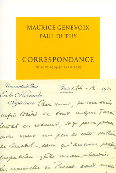 Correspondance, 28 août 1914 - 30 avril 1915 (9782710370550-front-cover)