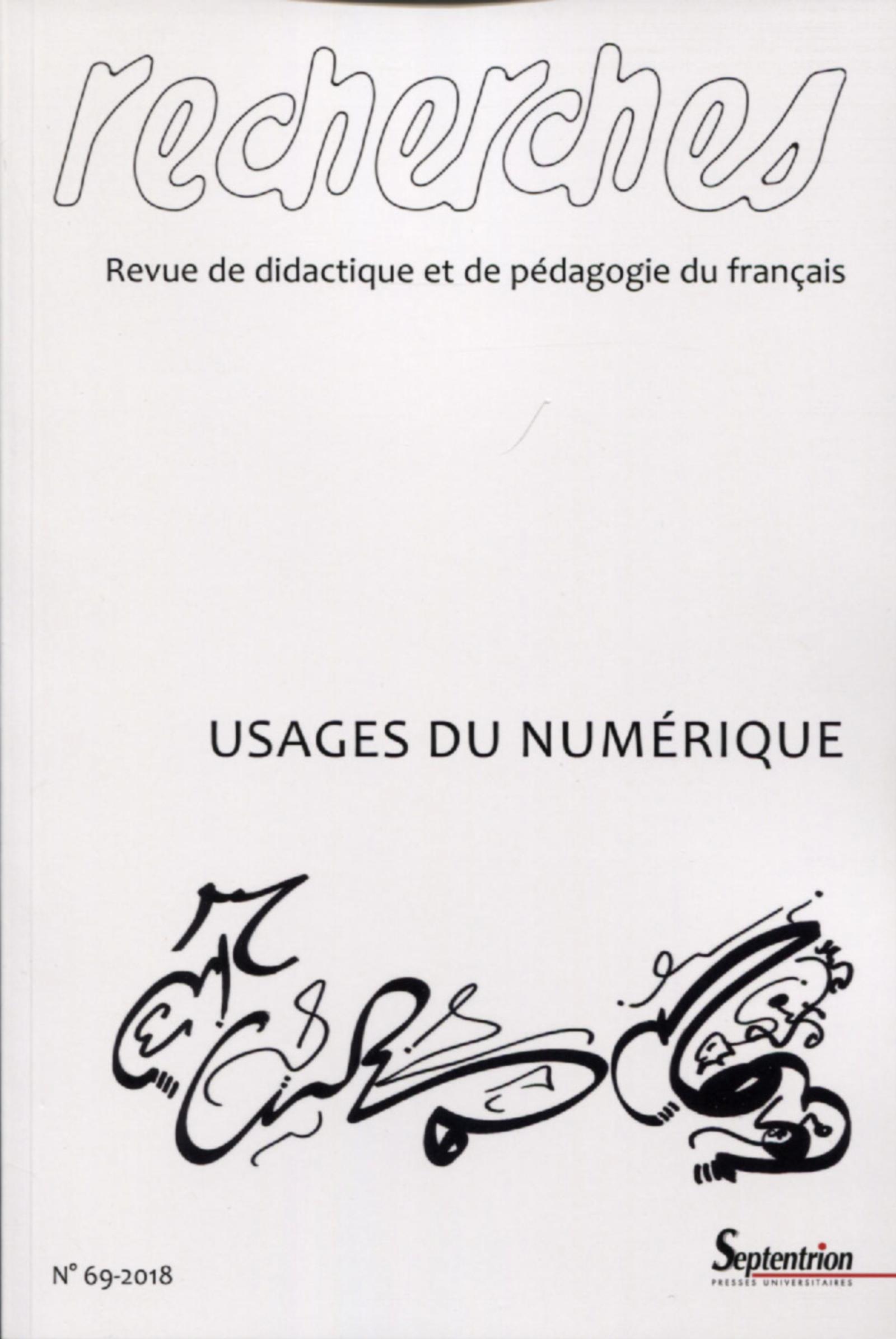 Usages du numérique, Recherches, n°69-Décembre 2018 (9791091075183-front-cover)