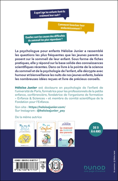 Le sommeil du jeune enfant, Pour les parents qui ne font pas leurs nuits - De 0 à 6 ans (9782100877737-back-cover)