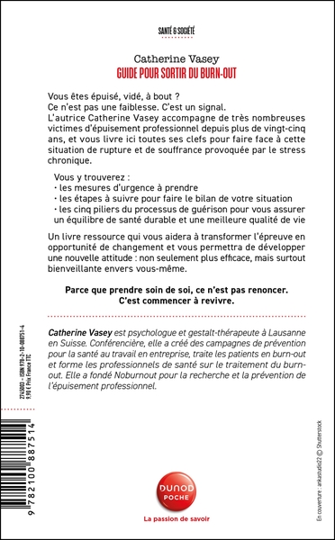Guide pour sortir du burn-out, Les 5 piliers du processus de guérison (9782100887514-back-cover)