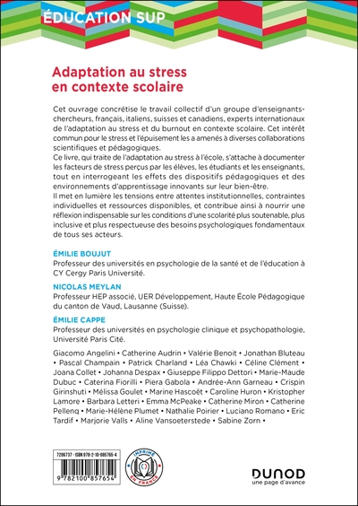 Adaptation au stress en contexte scolaire (9782100857654-back-cover)