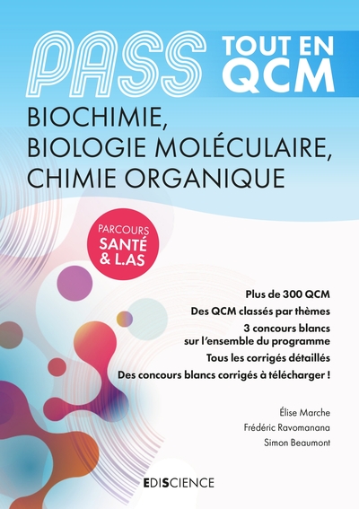 PASS Tout en QCM Biochimie, Biologie moléculaire, Chimie organique, PASS et L.AS (9782100833115-front-cover)