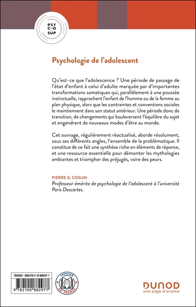 Psychologie de l'adolescent - 5e éd. (9782100882977-back-cover)