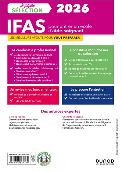 Sélection IFAS 2026 pour entrer en école d'aide-soignant, Constitution du dossier, Entretien de motivation (9782100881185-back-cover)