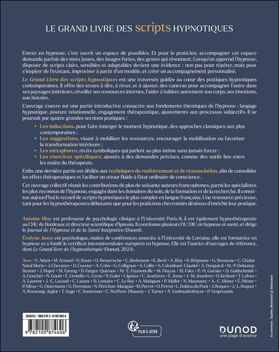 Le Grand Livre des scripts hypnotiques, Pour une pratique clinique éthique, efficace et rigoureuse (9782100874606-back-cover)
