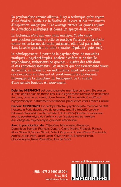 La technique psychanalytique aujourd'hui (9782749286204-back-cover)
