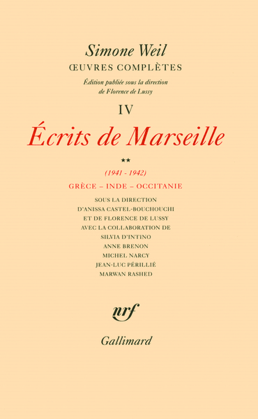 Œuvres complètes, Écrits de Marseille (1941-1942) 2 (9782070126804-front-cover)