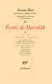 Œuvres complètes, Écrits de Marseille (1941-1942) 2 (9782070126804-front-cover)