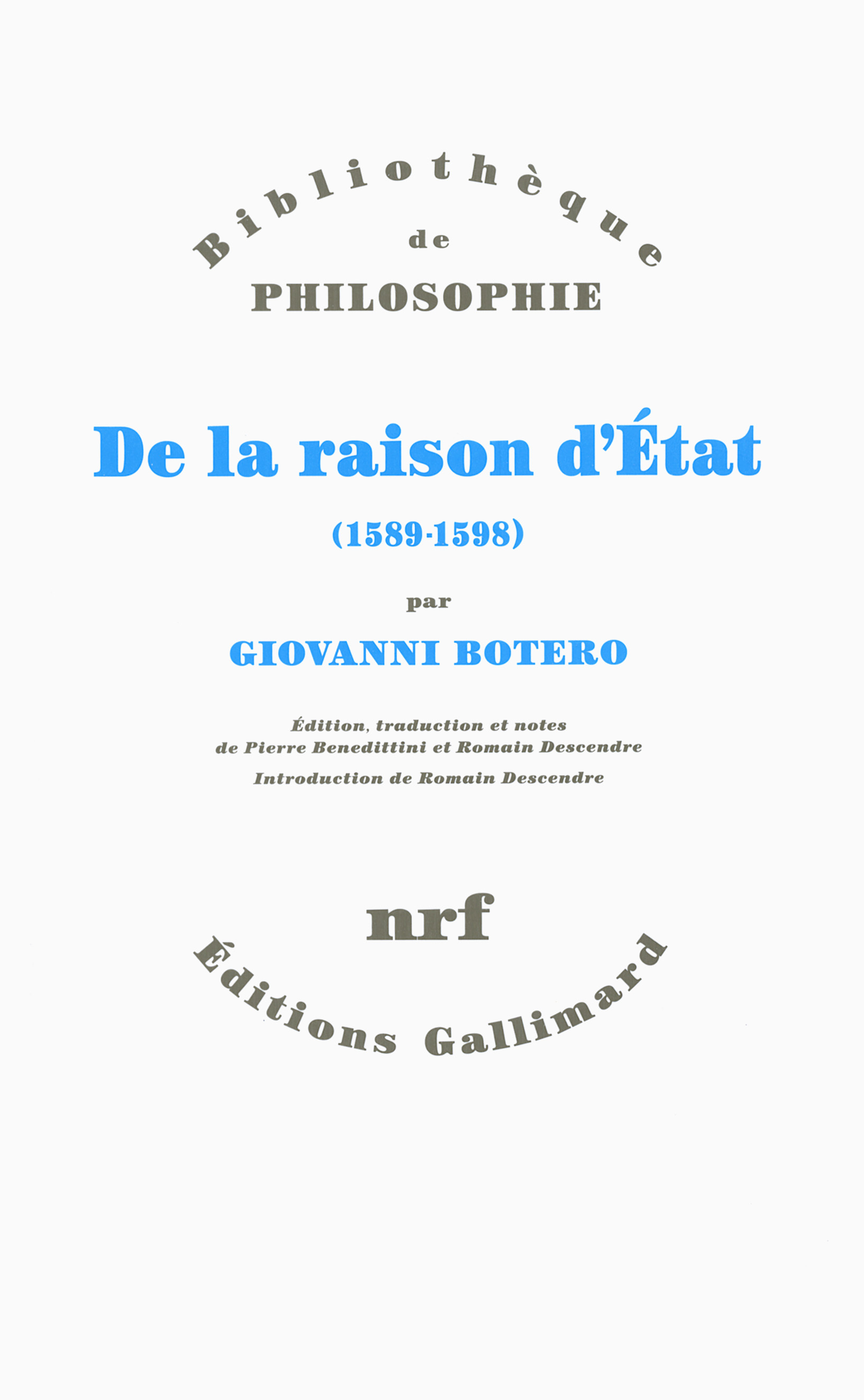 De la raison d'État, (1589-1598) (9782070135844-front-cover)