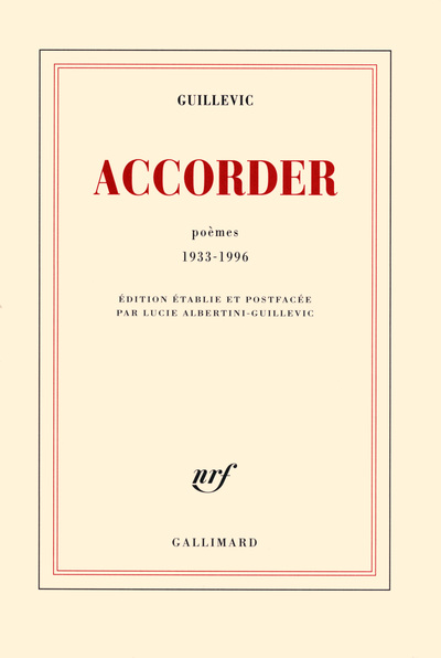 Accorder, Poèmes 1933-1996 (9782070141371-front-cover)
