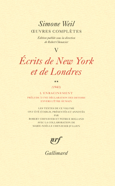 Œuvres complètes, Écrits de New York et de Londres (1943) 2 (9782070142958-front-cover)