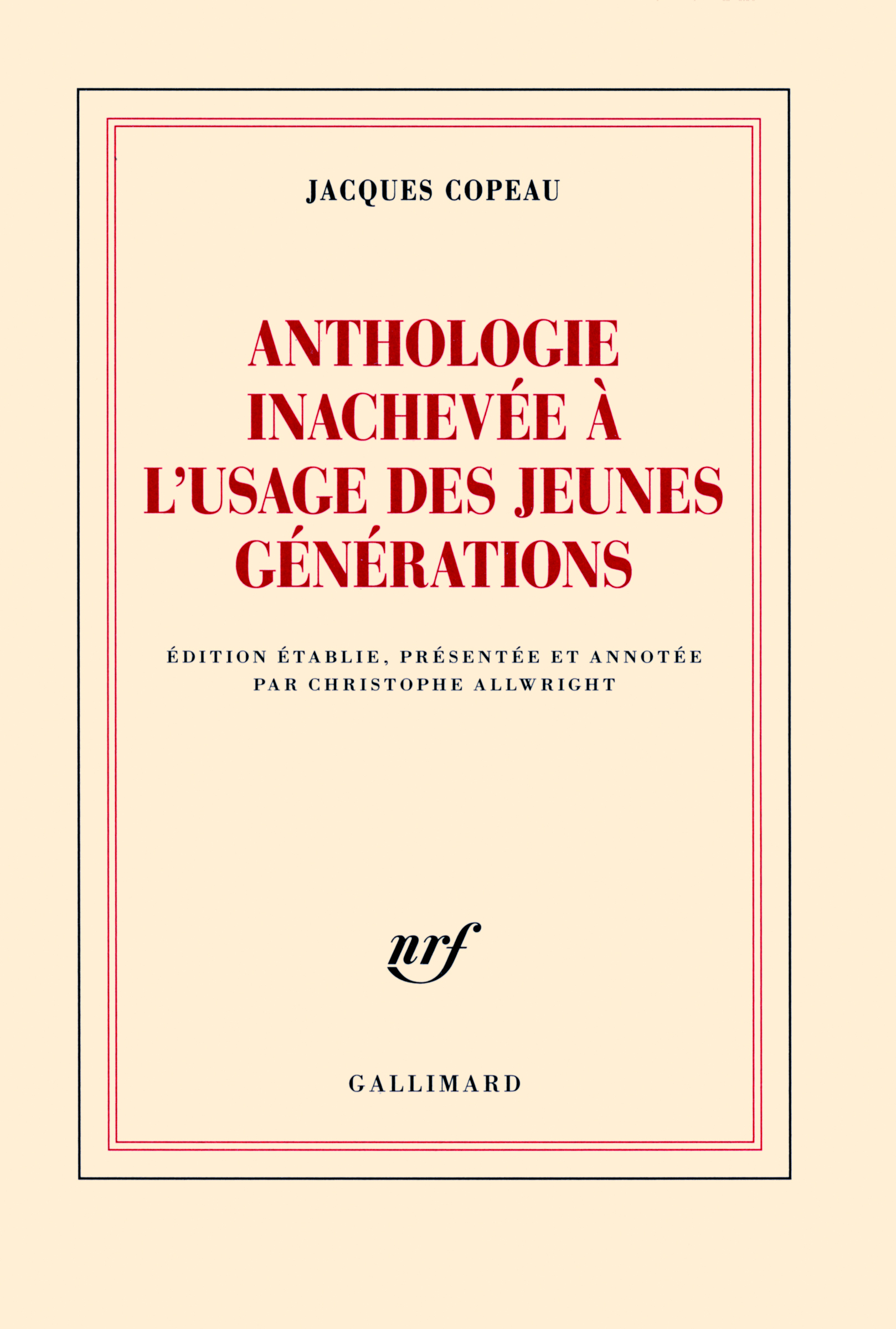 Anthologie inachevée à l'usage des jeunes générations (9782070136490-front-cover)