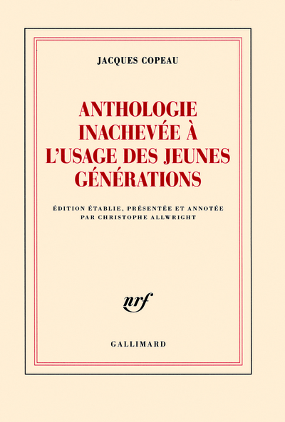 Anthologie inachevée à l'usage des jeunes générations (9782070136490-front-cover)