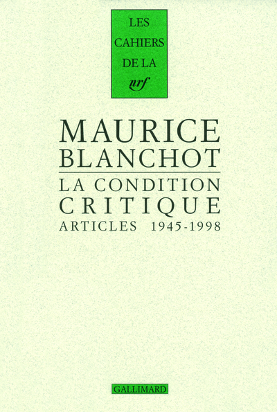 La Condition critique, Articles, 1945-1998 (9782070127542-front-cover)