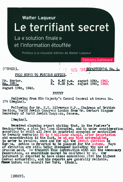 Le terrifiant secret, La "solution finale" et l'information étouffée (9782070131211-front-cover)