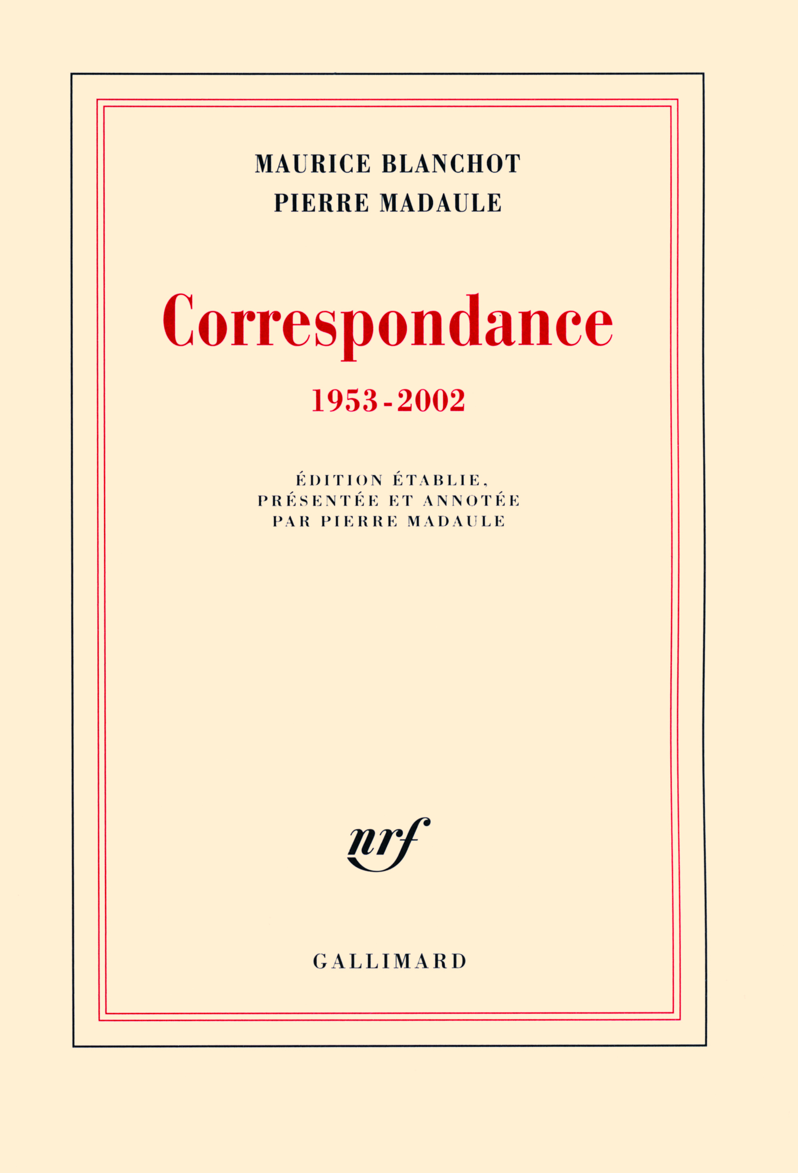 Correspondance, (1953-2002) (9782070138449-front-cover)