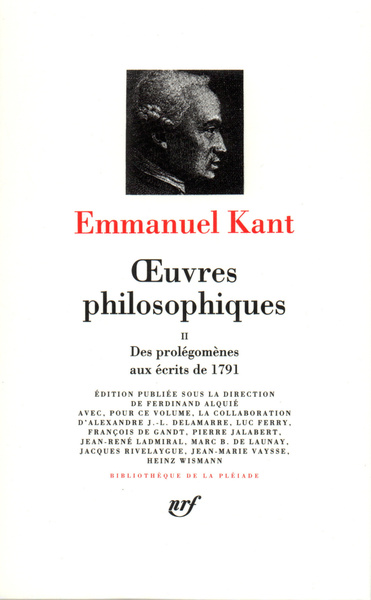 Œuvres philosophiques, Des Prolégomènes aux écrits de 1791 (9782070110728-front-cover)