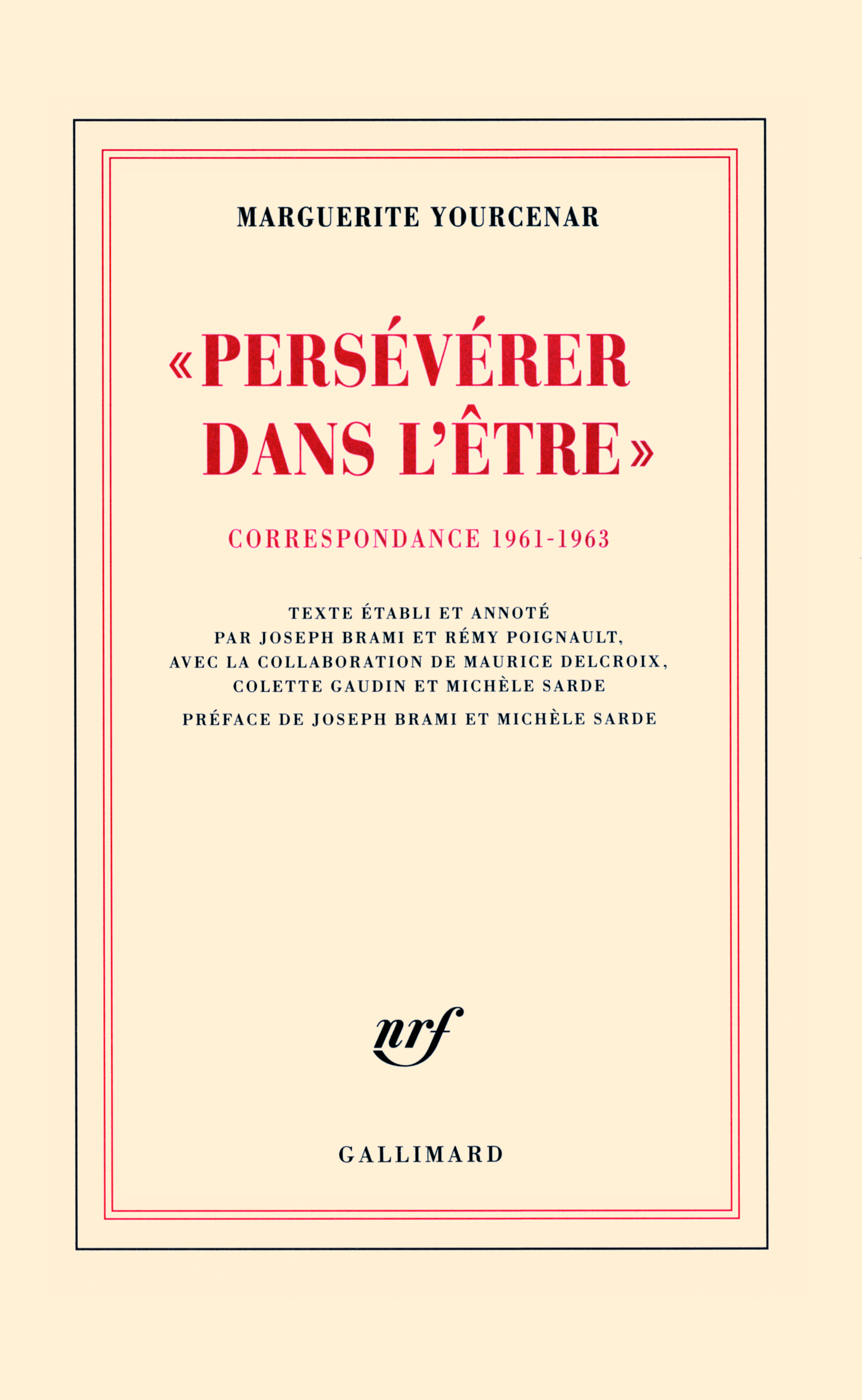 "Persévérer dans l'être", Correspondance 1961-1963 (9782070135837-front-cover)