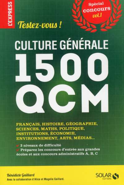 Culture générale : testez-vous ! 1500 qcm volume 1 (9782263066276-front-cover)