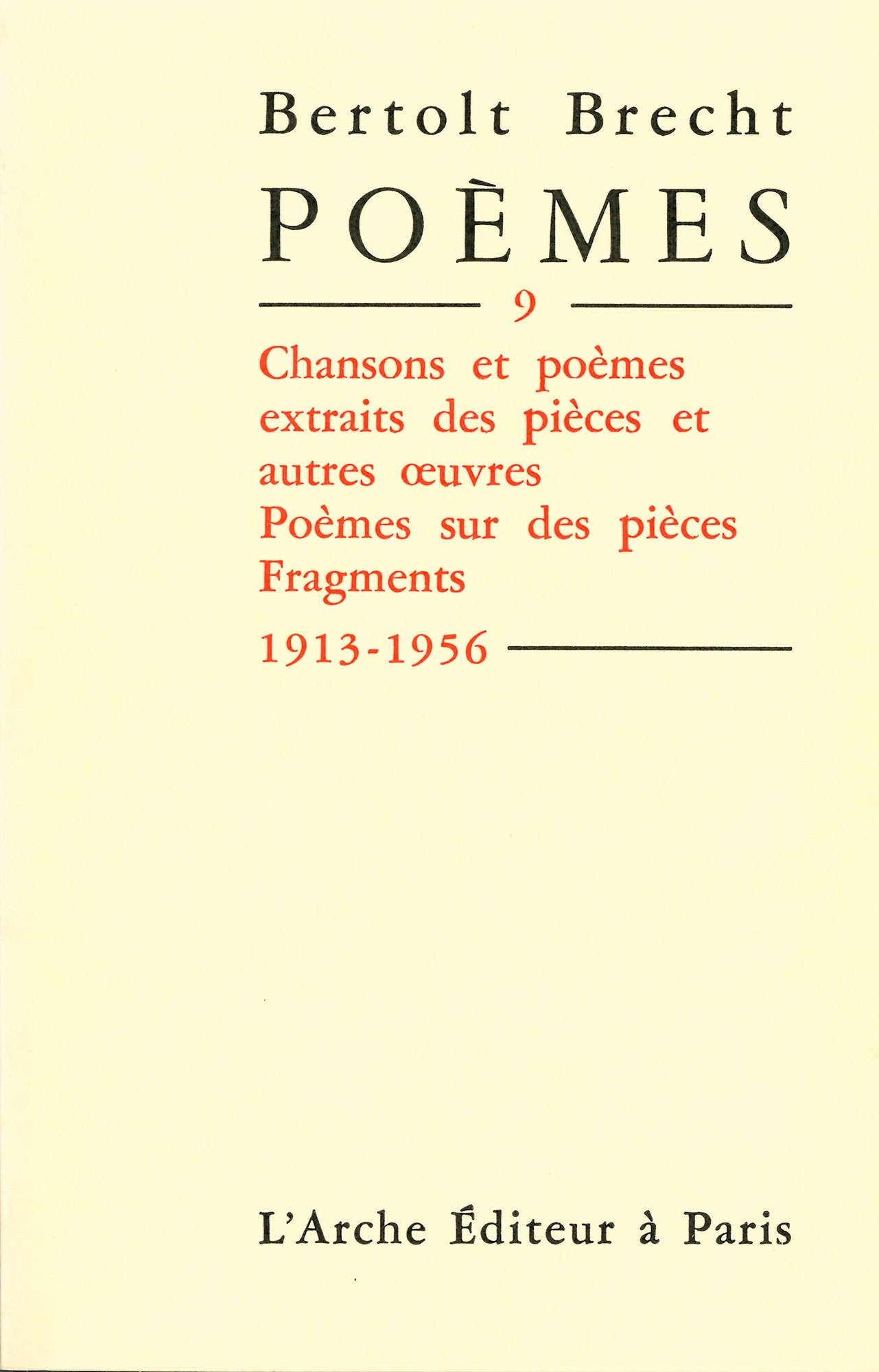 Poèmes T9 Brecht (9782851811356-front-cover)