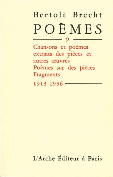 Poèmes T9 Brecht (9782851811356-front-cover)