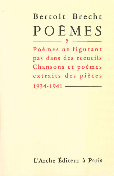Poèmes T5 Brecht (9782851811288-front-cover)