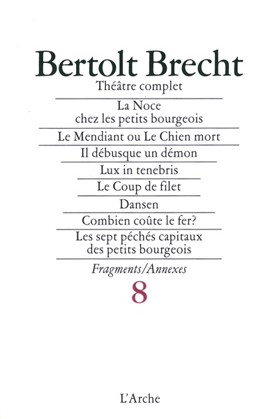 Théâtre complet T8 Brecht (9782851811820-front-cover)