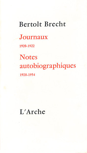 Journaux 1920-1922 / Notes autobiographiques 1920-1954 (9782851811738-front-cover)