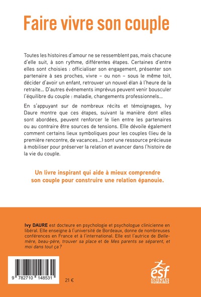 Faire vivre son couple, Traverser ensemble les étapes de la vie de couple (9782710148531-back-cover)
