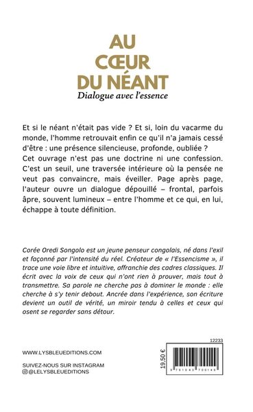 Au coeur du néant, Dialogue avec l'essence (9791043700149-back-cover)