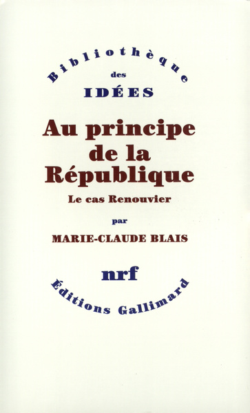 Au principe de la République, Le cas Renouvier (9782070756353-front-cover)