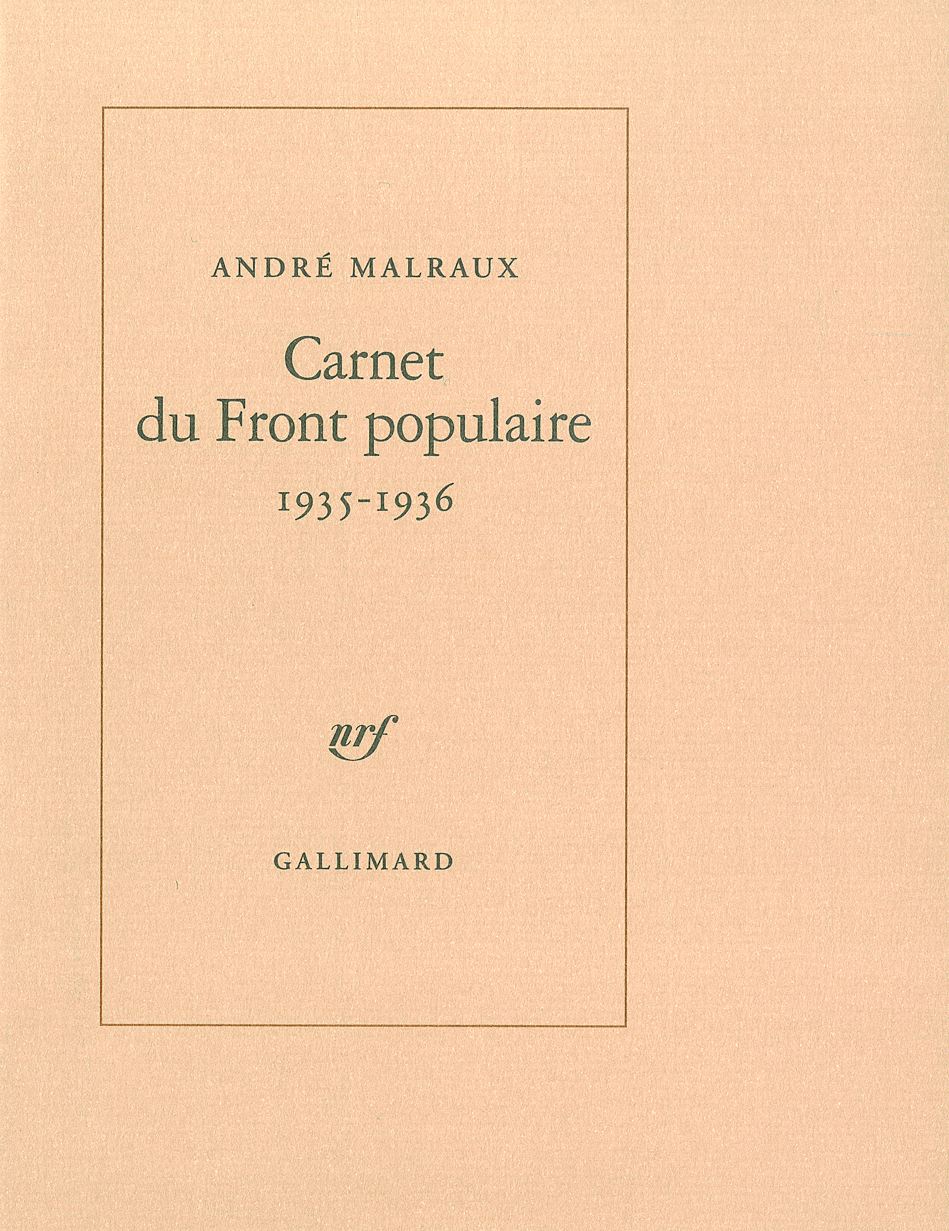 Carnet du Front populaire, (1935-1936) (9782070779512-front-cover)