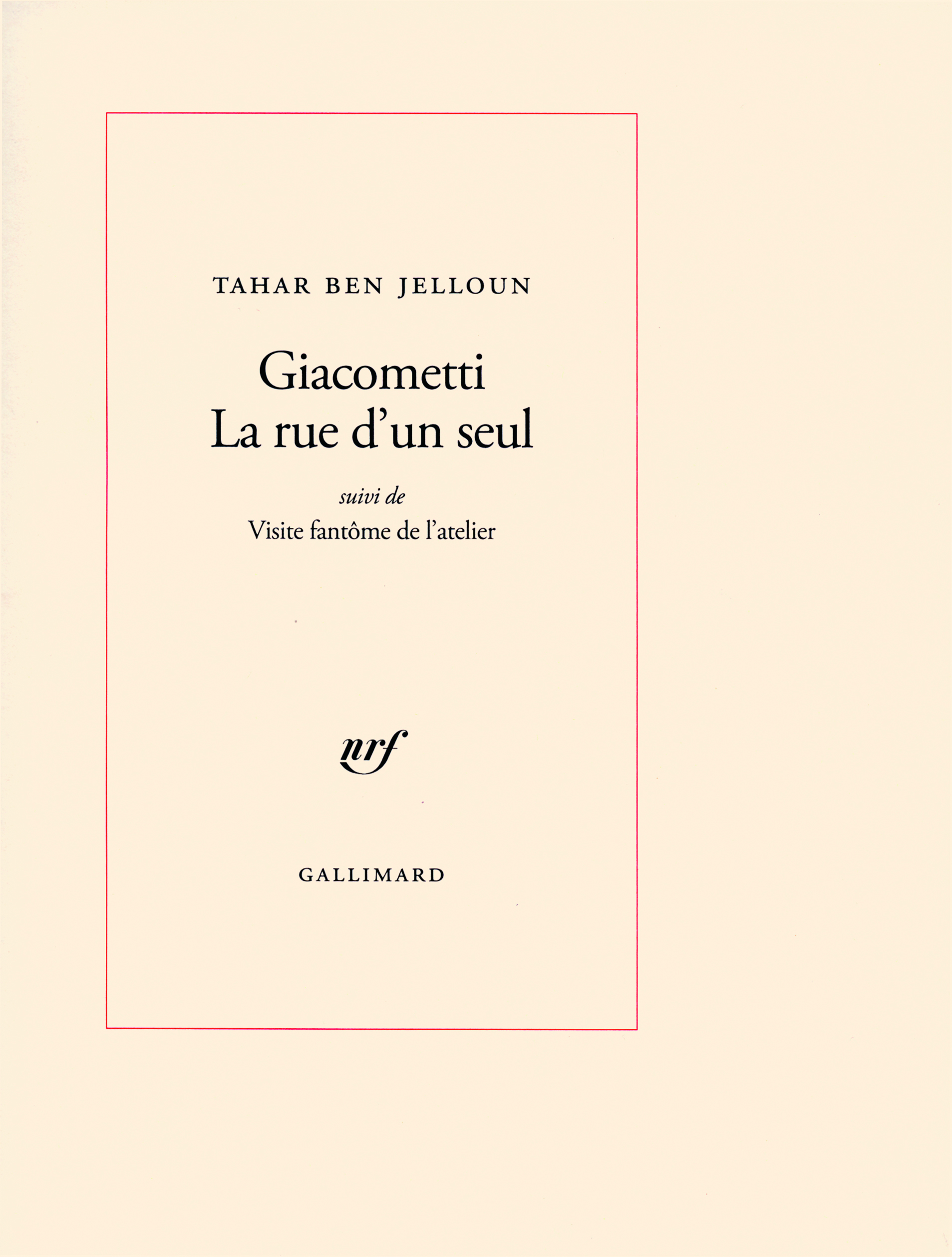 Giacometti La rue d'un seul/Visite fantôme de l'atelier (9782070781904-front-cover)