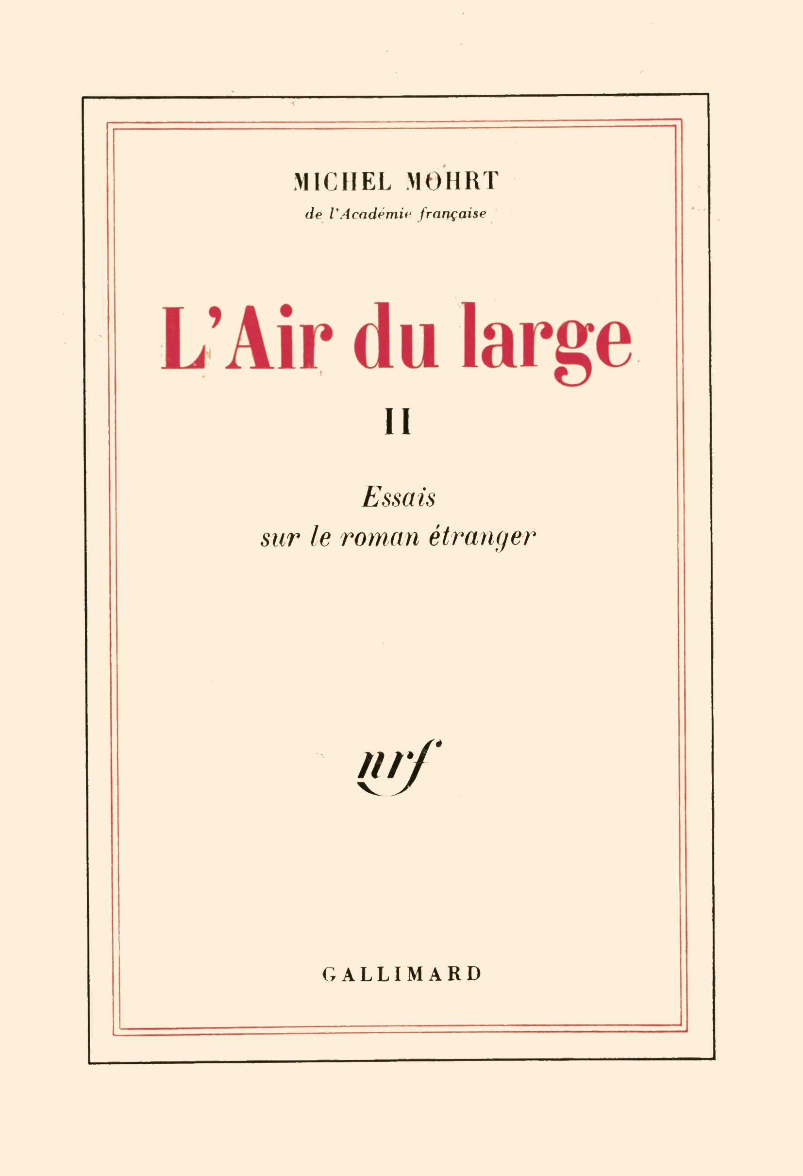 L'Air du large, Essais sur le roman étranger (9782070711529-front-cover)